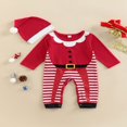 thumbnail image 2 of Ensemble de Combinaison de Noël Bébé Manches Longues Col Rond Patchwork Rayé Pied/sans Pied avec Chapeau, 2 of 9