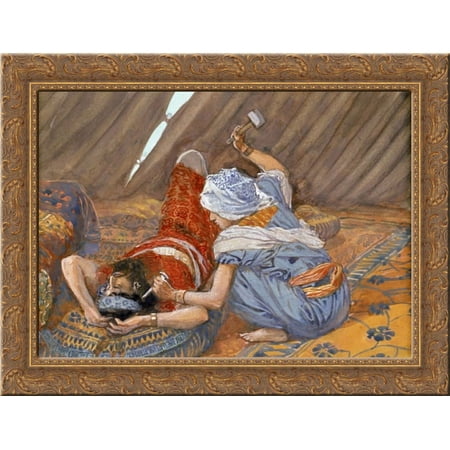Jael Smote Sisera, and Slew Him 24x18 Gold Ornate Wood Framed Canvas Art by James Tissot