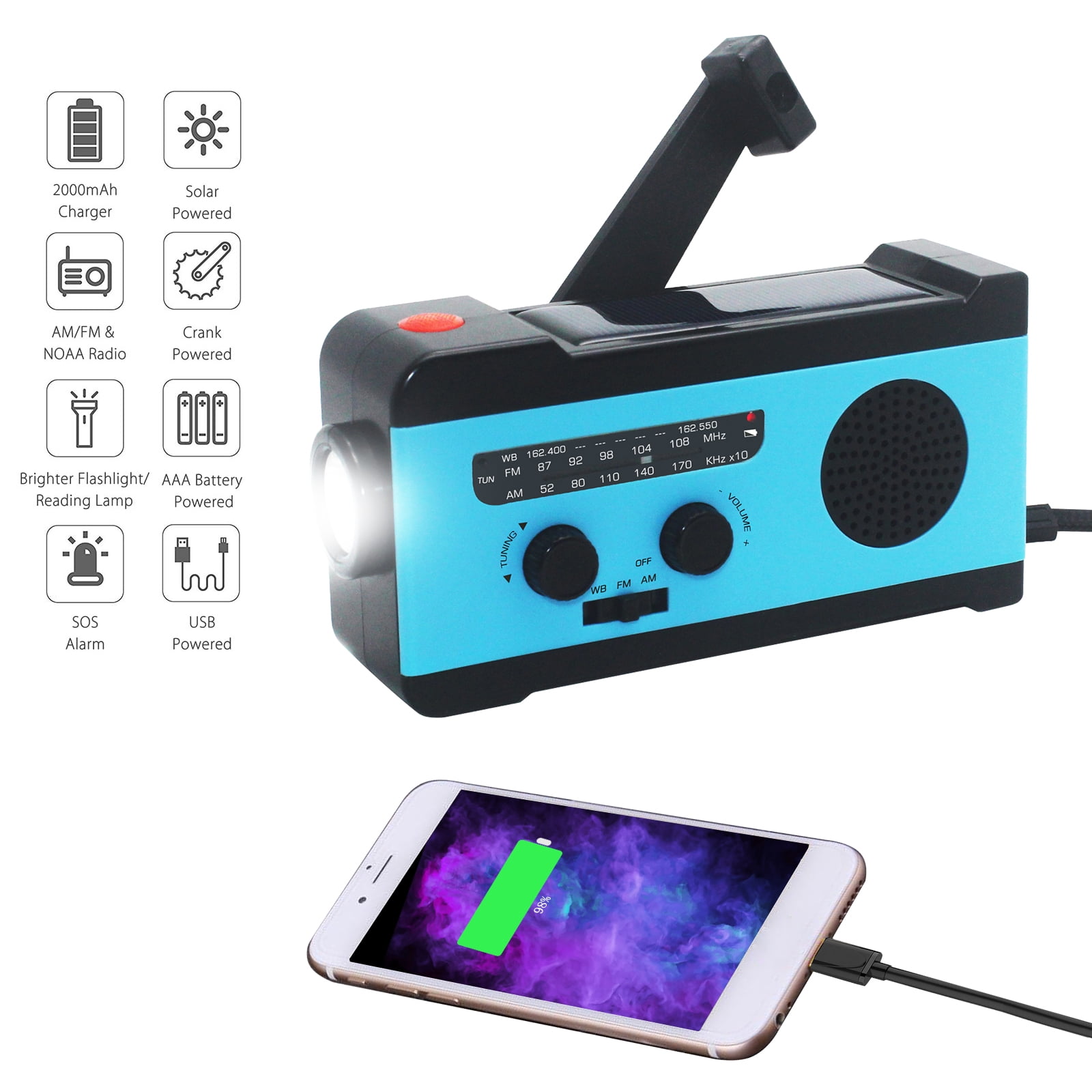 EEEKit Emergency Solar Hand Crank Portable Radio, NOAA Weather Radio