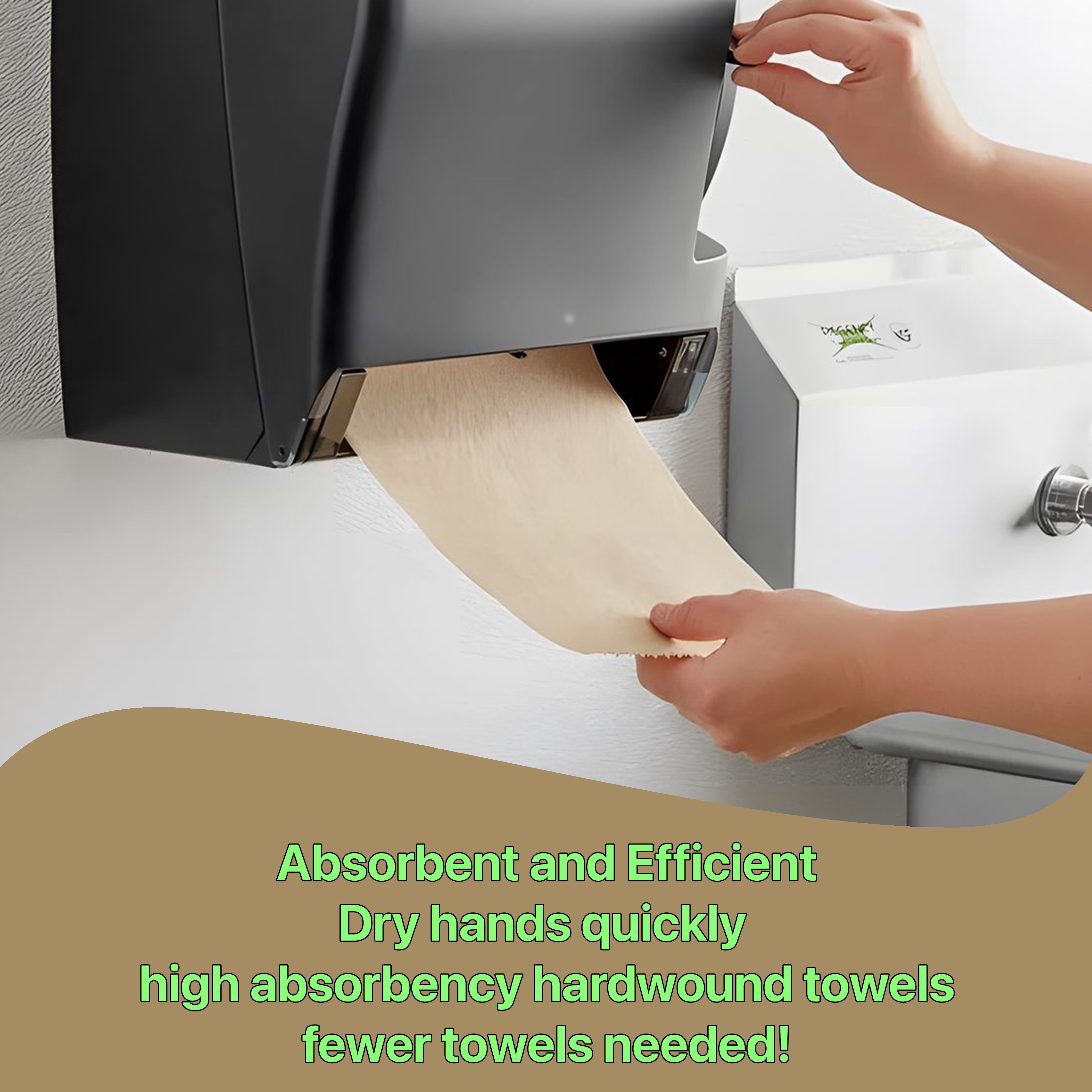 Pokanic Paper Hand Towels, 6 Rolls, Natural Brown, 8 Inch x 350 ft, 1-Ply, 100% Recycled Fiber, Tork Compatible