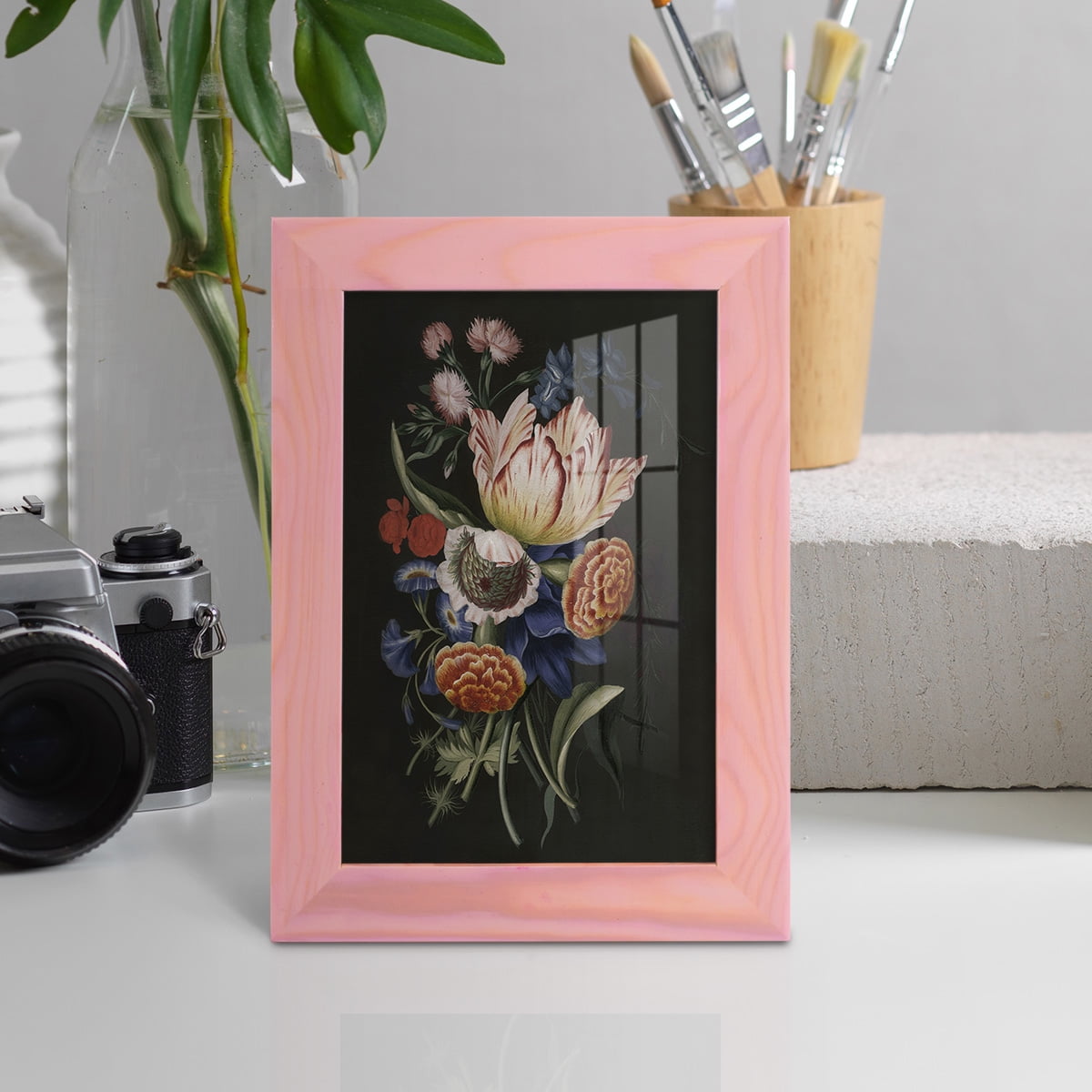 Dramatic Bouquet II -Framed Print w/glass-Sunset Pink