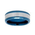 thumbnail image 4 of Mens Stainless Steel Two-Tone Blue Brushed Finish Wedding Band  Ring, 4 of 4