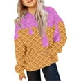thumbnail image 2 of Ice Cream Hoodies for Teen Girls Cute Graphic Print Pullover Long Sleeve Casual Kids Clothes Kids Hooded Sweatshirt, 2 of 3
