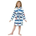 thumbnail image 6 of FORMRS Niños Bathrobe Unisex Hooded Robe Soft Plush Pajamas Sleepwear, Size 10-12T, Blue Sailboats, 6 of 7