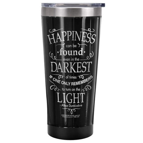 Harry Potter Official Happiness 20 oz Travel Tumbler, Stainless Steel, Vacuum Insulated with Leak Resistant Slide-Lock Lid