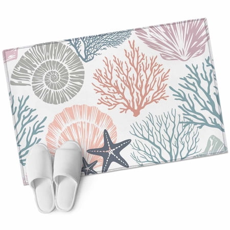 Ocean Classic Art Area Rug 2x3ft Watercolor Starfish Coral Shell Non-Slip Washable Square Rugs Soft Felt Indoor Floor Mat for Bedroom Kitchen Living Room Bathroom
