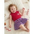 thumbnail image 4 of BemeyourBBs Toddler Baby Girl 4th of July Outfit Patriot Independent Day Summer Clothes Baby Girl Fourth of July Outfit Sleeveless American Flag Embroidery Collar Ribbed Tank Top Pleated Skirt Set, 4 of 9