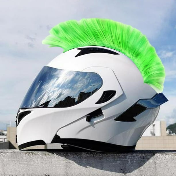 Pelucas para casco, parches para el pelo, peluca para fiesta de Cosplay, peluca Skinhead, pelo para scooters, ciclismo, bicicleta, esquí y motocicleta Verde DYNWAVEMX Peluca de pelo punk