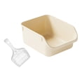 thumbnail image 3 of Caja de arena semicerrada para gatos, inodoro para gatos, colcha de cara alta, antisalpicaduras, fácil de llevar, caja de arena abierta para gatos, in Beige, 3 of 8