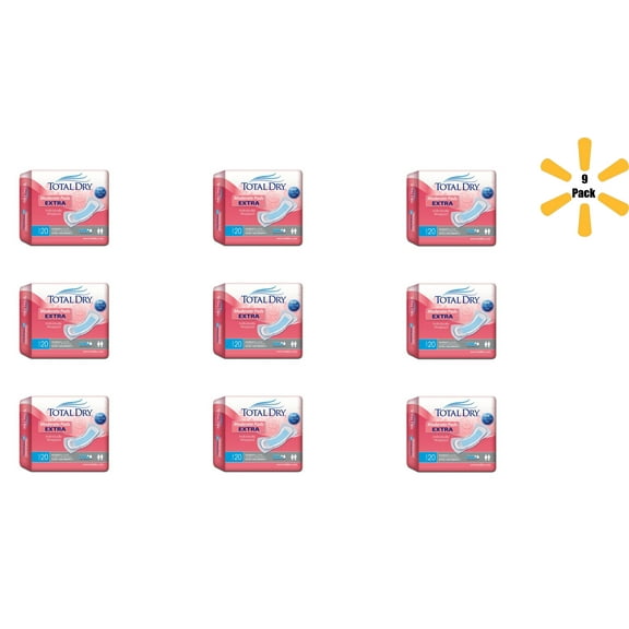 TotalDry Bladder Control Pad 11 Inch Length Moderate Absorbency Polymer Core Regular Adult Female Disposable, Case of 180 - SP1562