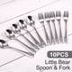 thumbnail image 1 of Tcwhniev Juego de Cubiertos para Niños, 10 Piezas de Utensilios para Niños Pequeños, Juego de Cubiertos de Acero Inoxidable para Niños, Tenedores y Cucharas para Niños, Cubiertos para Niños para Pree, 1 of 2