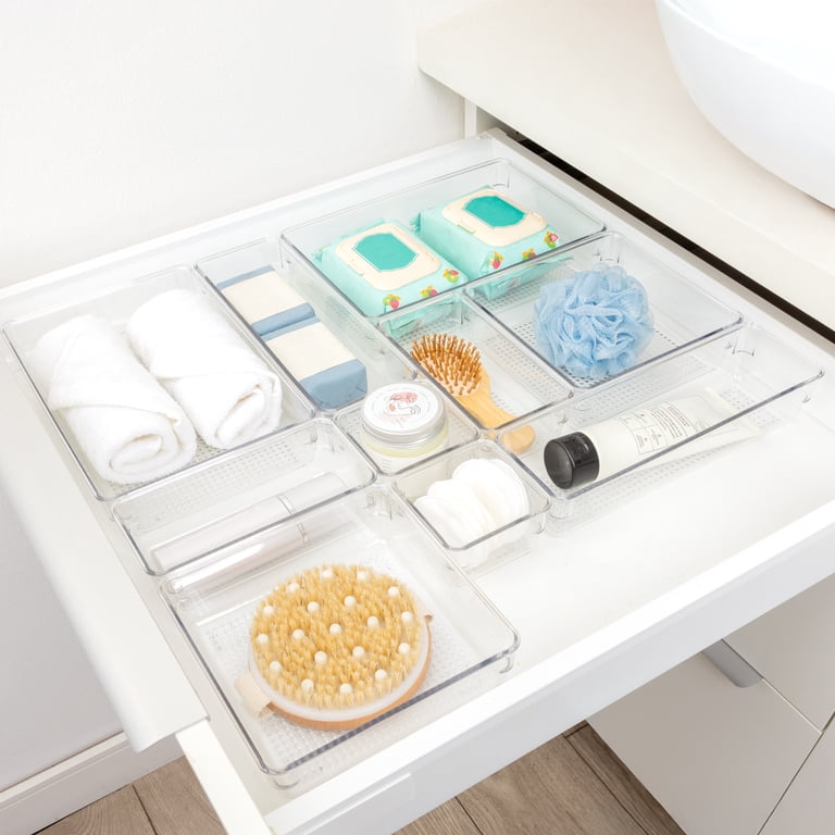 Mainstays 10-Piece Organizer Set Clear Plastic for Bathroom