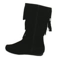 thumbnail image 3 of New Girls Suede Fringe Tassel Moccasin Faux Suede Fashion Children Boots Shoes (Black-Dense, 3 Little Kid), 3 of 3