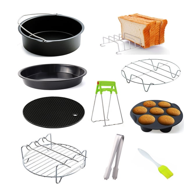 Air Fryer Baking Accessories, 10Pcs Set for 3.2 to 5.8Qt Airfryer, Safe & Durable, Pizza, Cake, Bread, Quiche, Pancake, 8 7 6 Inch Sizes