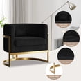 thumbnail image 5 of Velvet Accent Chair Gold Modern Barrel Chair Upholstered Arm Chairs for Bedroom Living Room Sofa Chair Club Chairs Black, 5 of 8