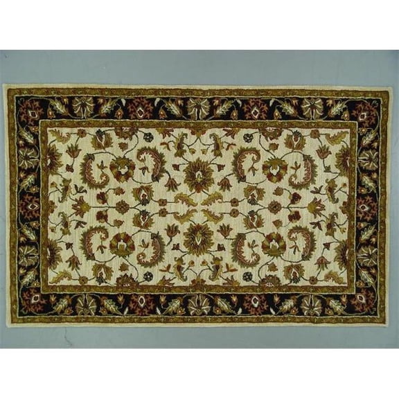 LS-RM30 8 x 11 ft. Kavera 100 Percent Long Fiber Wool Hand Made Rug, Beige & Black