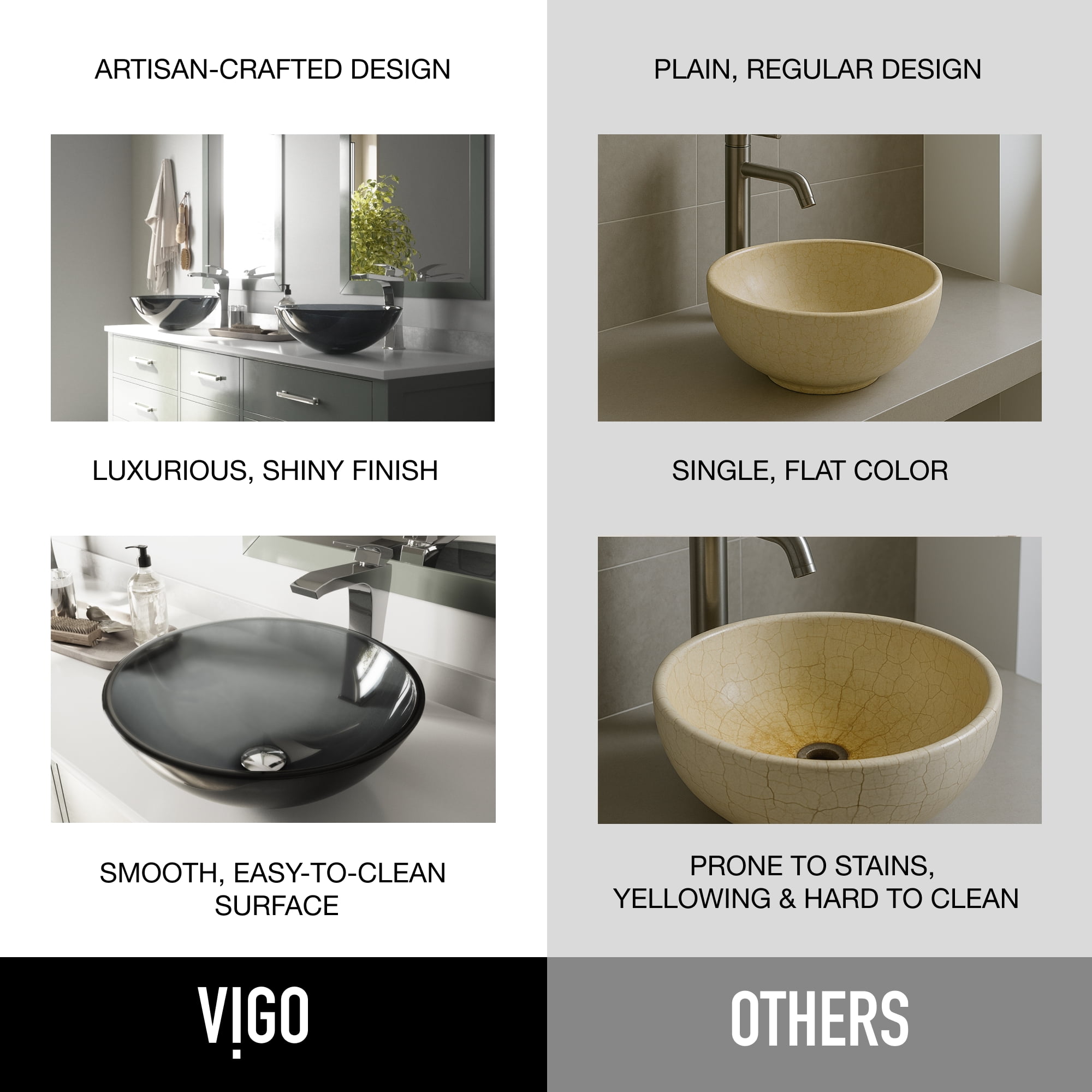 VIGO Giovanni Sheer Black Glass 17 in. L x 17 in. W x 6 in. H Round Vessel Bathroom Sink