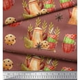 thumbnail image 3 of Soimoi Brown Cotton Duck Fabric Kettle & Cups Kitchen Printed Craft Fabric by the Yard 56 Inch Wide, 3 of 3
