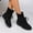 Black, variant on Women Faux Suede Ankle Boots, Lace Up Round Toe Flat Non Slip Casual Short Combat Booties, Ribbed Knit Cuff Soft Collar Fall Winter Outdoor Walking Boots for Daily Street Outfits Black 36
