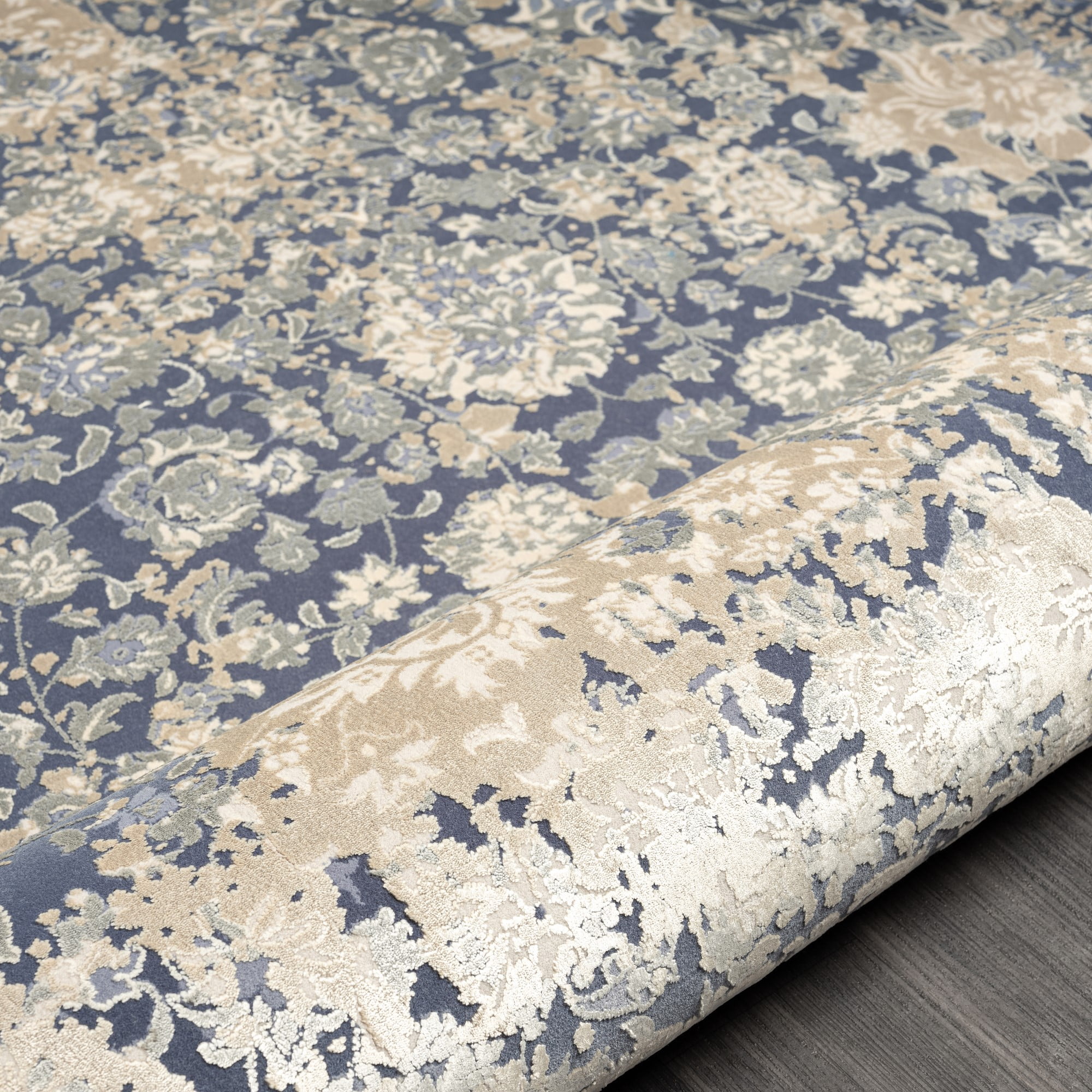 Ox Bay Dallas 2' x 7' Blue Floral Premium Ultra-Soft Indoor Area Rug