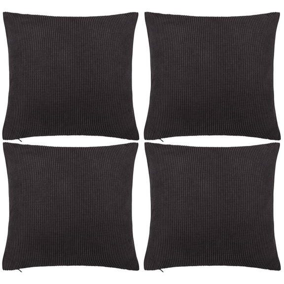 Unique Bargains 4-Pack Corn Stripe Decorative Throw Pillow Covers Dark Brown 26" x 26"