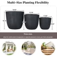 thumbnail image 6 of Euroco Large Concrete Planter Set of 3, 16.93"+13.78"+11.02" Dia Round Stackable Flower Pots with Drainage Holes and Rubber Plug,Modern Decorative Pots for Patio Garden Balcony Indoor Outdoor, 6 of 9