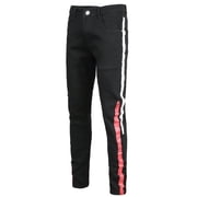 EGNMCR Men's Lightweight Pants, Cargo Pants Men, Linen Pants Men Men's Casual Men's Slim Stretch Jeans Personality Print Cotton Straight Ripped Hole Trousers Jeans Pants Full Length Pants Men Pants