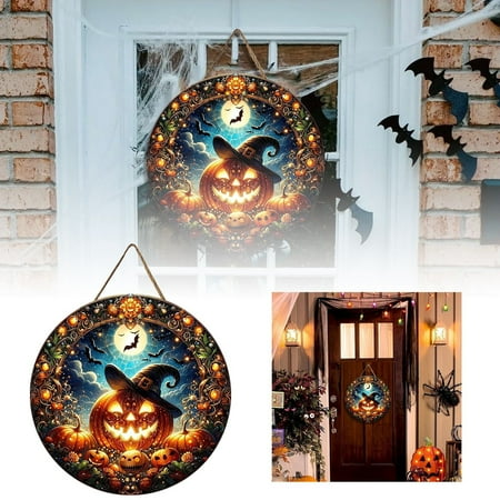 

CHXonu Pumpkin Wooden Door Sign Home For October Festivities For Adding A Hauntingly Beautiful To Your Front Door Or Indoor Decora Entrance Decorations for Home Valentine Wall Room Decorations for