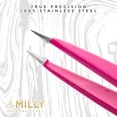 thumbnail image 6 of By MILLY Pointed Tweezers - High Carbon Stainless Steel Needle Nose Tweezers - Fine Point Tweezers Precision Hair Removal - Perfectly Aligned & Hand-Filed Sharp Tweezers - Pink, 6 of 8