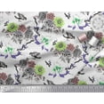thumbnail image 2 of Soimoi Green Poly Georgette Fabric Bird,Leaves & Floral Printed Fabric 1 Yard 52 Inch Wide, 2 of 3