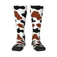 thumbnail image 2 of Picia Women Crew Soft Moisture-wicking Socks Brown Black Cow Pattern Design Cotton Socks, One Size fit All, 2 of 9