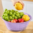 thumbnail image 5 of 2-in-1 Kitchen Colander Set with Bowl Strainer, Fruit & Vegetable Washing Basket, Dual Layer Drain Basin for Pasta, Salad, and More (Purple), 5 of 6
