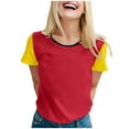 thumbnail image 1 of TSADFHJI Débardeurs Blancs pour Femmes, Mode Féminine, Imprimé Coloré, Col Rond, Manches Courtes, T-Shirt Décontracté, Rouge Melon D\'eau, 1 of 5