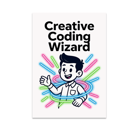 Creative Coding Wizard Neon Art - Coding Enthusiast - 13x19 Poster Print