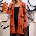 thumbnail image 4 of Women's Halloween Cardigan Sweaters Loose Ribbed Open Front Knit Coat Pumpkin Long Sleeve Cute Fall Winter Clothes, 4 of 8