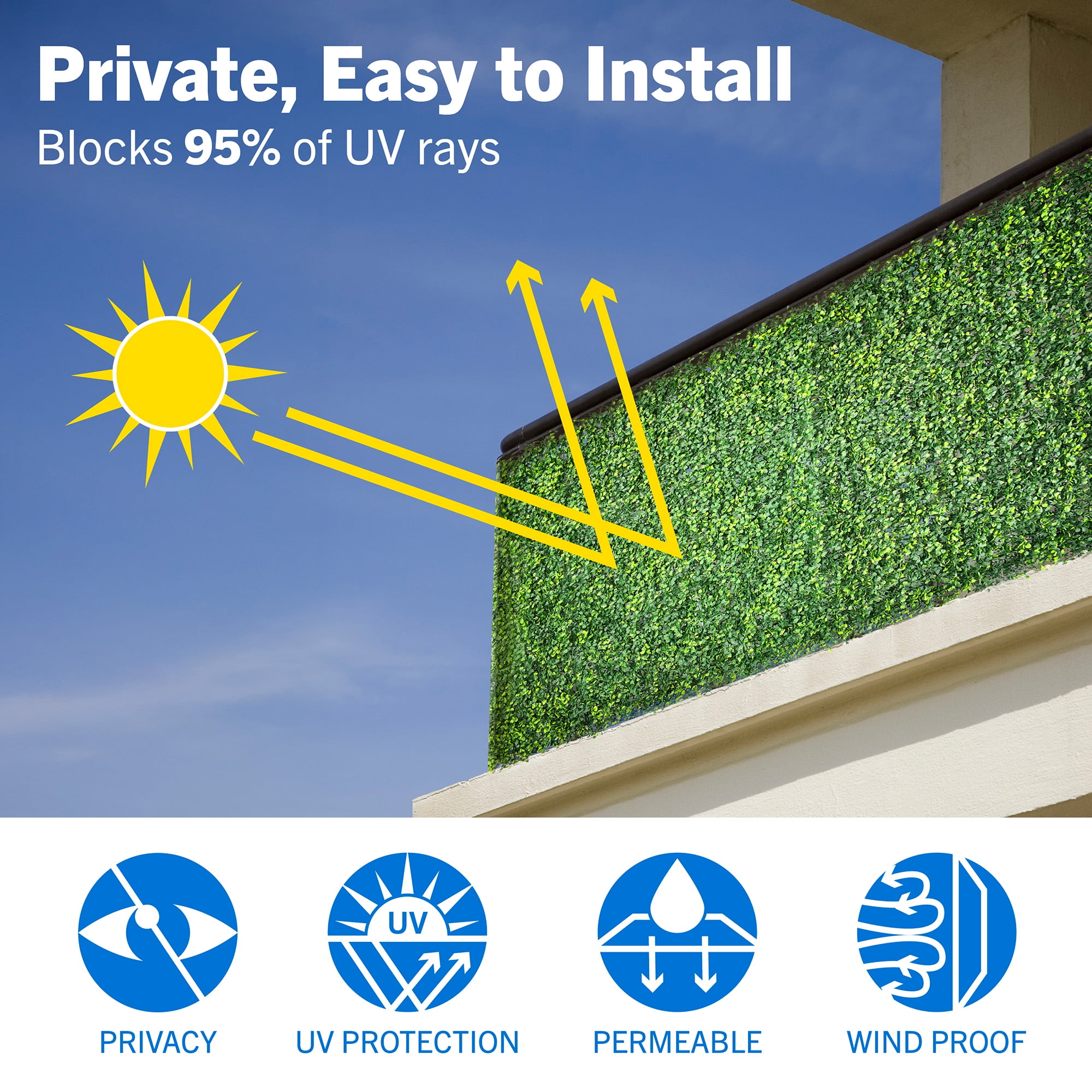 Screenguard 36in H x 8ft L Faux Green Boxwood Privacy Screen with Natural Appearance