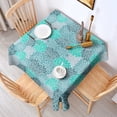 thumbnail image 2 of Turquoise Floral and Petal Pattern Square Tablecloth,Waterproof Square Table Cover,Wipeable Spillproof Washable Table Cover for Home Kitchen Party Decor 52"x52"(132x132cm), 2 of 6