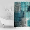 thumbnail image 2 of Turquoise Blue Grey Abstract Shower Curtain - Lightweight Teal Art Painting, Waterproof Fabric, Includes 12 Hooks, 72x72 Inch, Perfect for Modern and Vibrant Bathrooms, 2 of 6