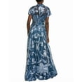 thumbnail image 2 of Lela Rose womens  Metallic Floral Fil Coupe Silk-Blend Gown, 8, Blue, 2 of 3