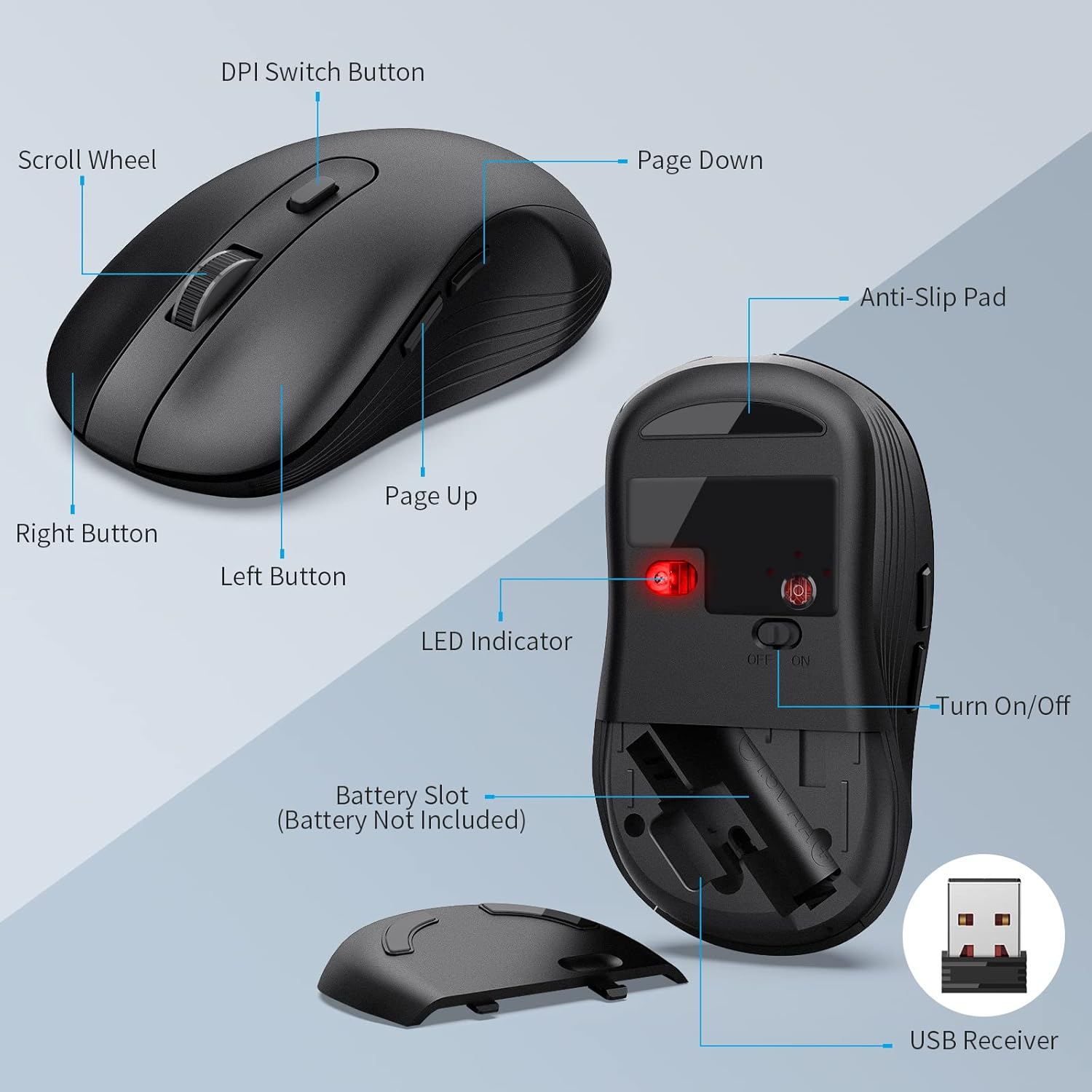 Marvo Wireless Keyboard & Mouse Combo, 2.4GHz, Black photo 3