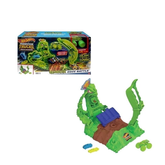 Pista de Juguete Hot Wheels Monster Trucks Arena de Demolición Glow in the Dark Gunkster