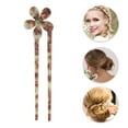 thumbnail image 3 of Unique Bargains 1 Pc Chignon Pin Five-petal Flower Hair Hairpin for Women Brown Green, 3 of 5