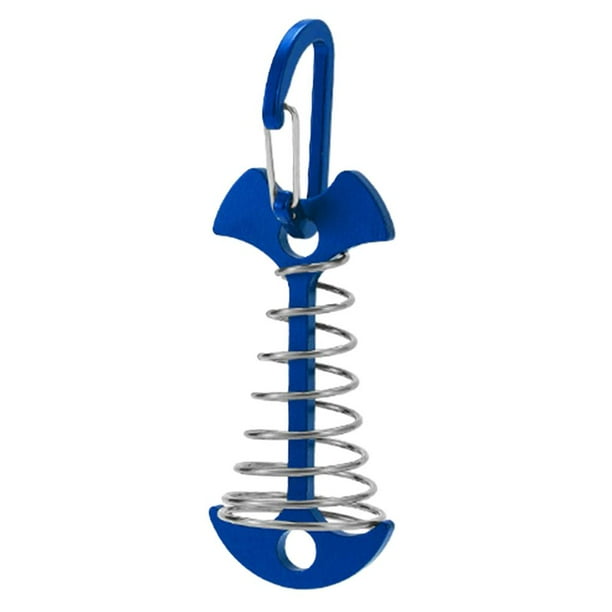 Hebilla de cuerda de viento con gancho de resorte portátil para clavos de espina de pescado para acampar (azul)
