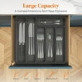 thumbnail image 3 of xianlin-Silverware Organizer with Lid, Covered Utensil Tray for Kitchen Drawer and Countertop, Plastic Cutlery and Flatware Storage Box for Spoons Forks Knives Holder Case, 6 Compartments, Black, 3 of 4