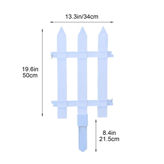 Plastic Fence PVC Garden Barrier, Small Fence for Garden and Outdoor Vegetable Patch, Picket Fence Panels with 13.8x19.7 in Spiked Ground Stakes for Easy Installation, Rustic Courtyard Decor