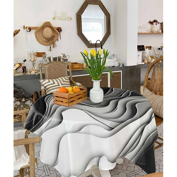 Black Grey Ombre Tablecloth Square Table Cloth 60x60 , Waterproof Tablecloth Outdoor Table Cloth, Abstract Modern Geometric Moire Art Washable Table Cover for Kitchen Dining Party