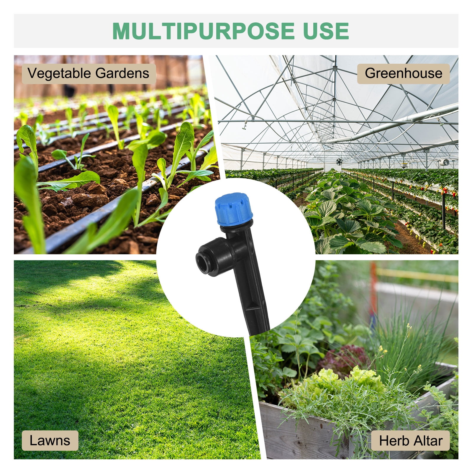 Uxcell 50-Pack Drip Irrigation Emitters, Adjustable 360 Degree Water Flow 8 Holes for 1/4" Tubing [Blue, Drip]