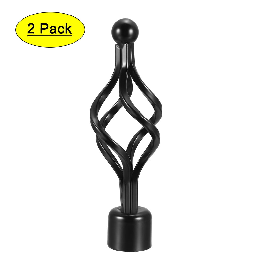 Curtain Rod Finials Iron Cap End for 28mm Drapery Poles Black 160mm x