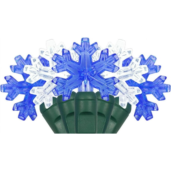 Star Lights String - Snowflake Shaped Outdoor  Indoor Star Lights (35 Lights, 18 Ft, Blue/Cool White)