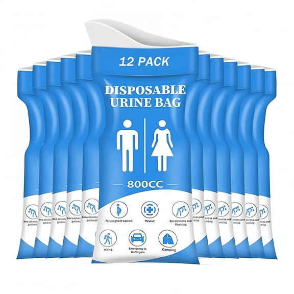 XIRQI Disposable Urine Bag,12 Pcs Pee Bags for Travel for Women/Men,800Ml Emergency Portable Urinal Bag And Vomit Bags,External Catheter for Men